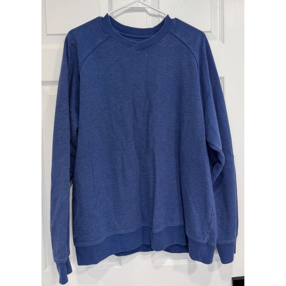 Greg Norman Mens XL Blue Textured Knit Fleece Lined Crewneck Sweatshirt